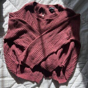 Express Pink Knit Crochet Sweater Size Medium